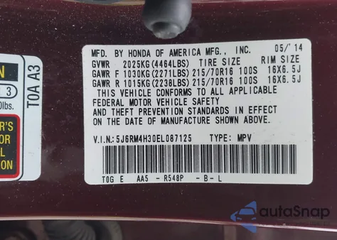 2014 Honda Cr-V Lx z USA, uszkodzony, nr VIN 5J6RM4H30EL087125